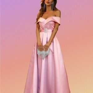 Pink Sleeveless Sweetheart Prom Gown